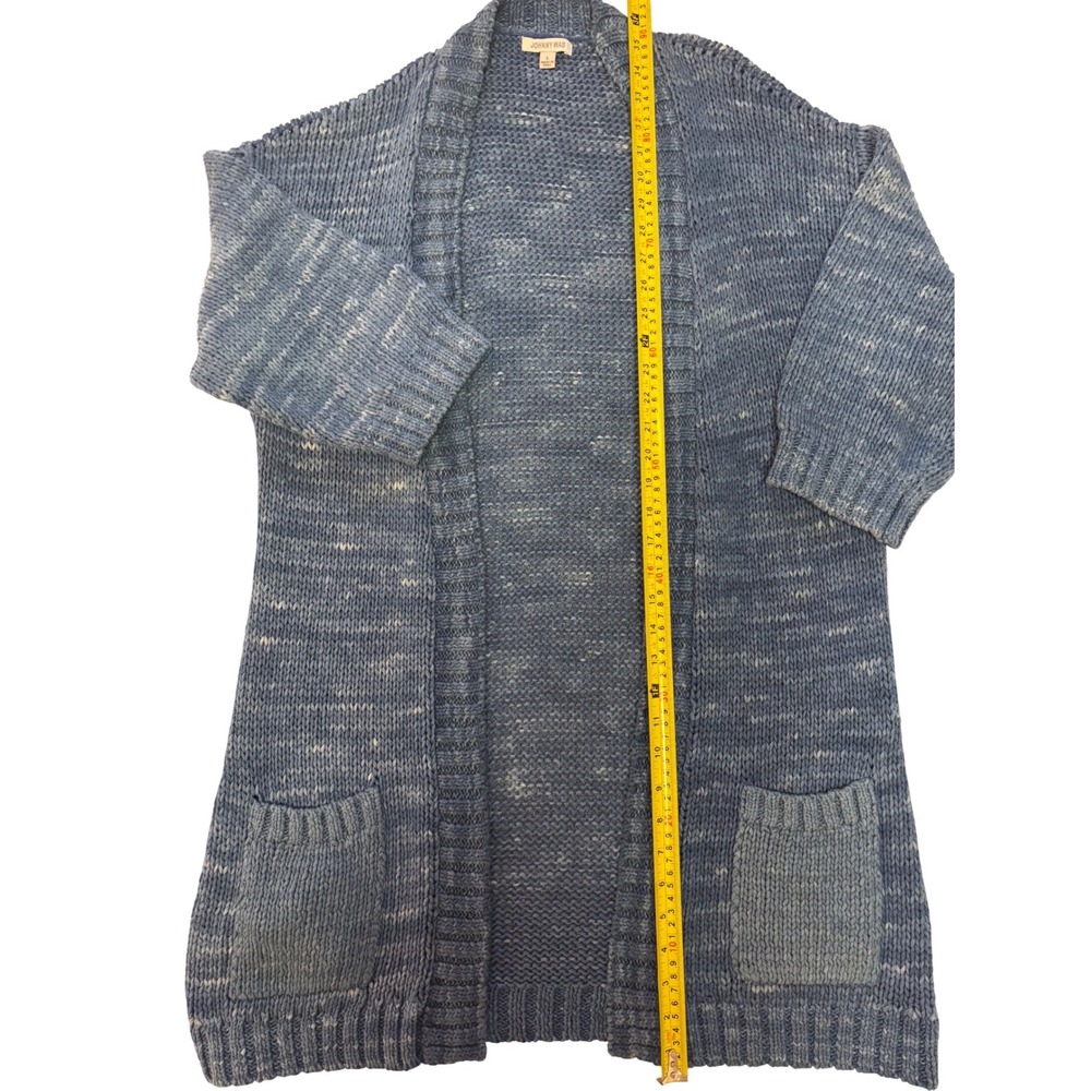 Johnny Was Blue Marled Chunky Knit Cotton Open Front Cardigan Sweater M52220 L - Picture 7 of 9